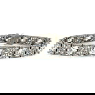 Vintage Art Deco Platinum Diamond Bracelet 9.20 Ct. 12 European-Cut Diamonds: Vintage Art Deco Platinum Diamond Bracelet 9.20 Ct. 12 European-Cut Diamonds This exquisite Art Deco bracelet showcases the elegance of platinum and the brilliance of diamonds. Weighing a total of 9.2