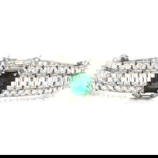 Vintage Art Deco Platinum Bracelet with Emerald and Diamonds: Vintage Art Deco Platinum Bracelet with Emerald and Diamonds This exquisite Art Deco bracelet features a stunning combination of emeralds and diamonds set in luxurious platinum. The bracelet weighs 47