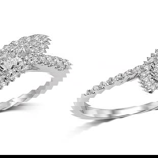 14K White Gold 1/2 Ct.Tw.Diamond Halo Engagement Ring: 14K White Gold 1/2 Ct.Tw.Diamond Halo Engagement Ring Elegant Diamond Straight Shank Double Halo Engagement Ring Fashioned In 14K White Gold And Showcases Sparkling 1/2 Ctw Diamond. Metal: 14k White G