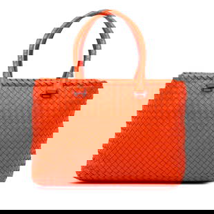 Bottega Veneta Nappa Intrecciato Brick Tote in Orange Leather: Bottega Veneta Nappa Intrecciato Brick Tote in Orange Leather Introducing the Bottega Veneta Nappa Intrecciato Brick Tote, a stunning accessory crafted from premium woven nappa leather. This versatile