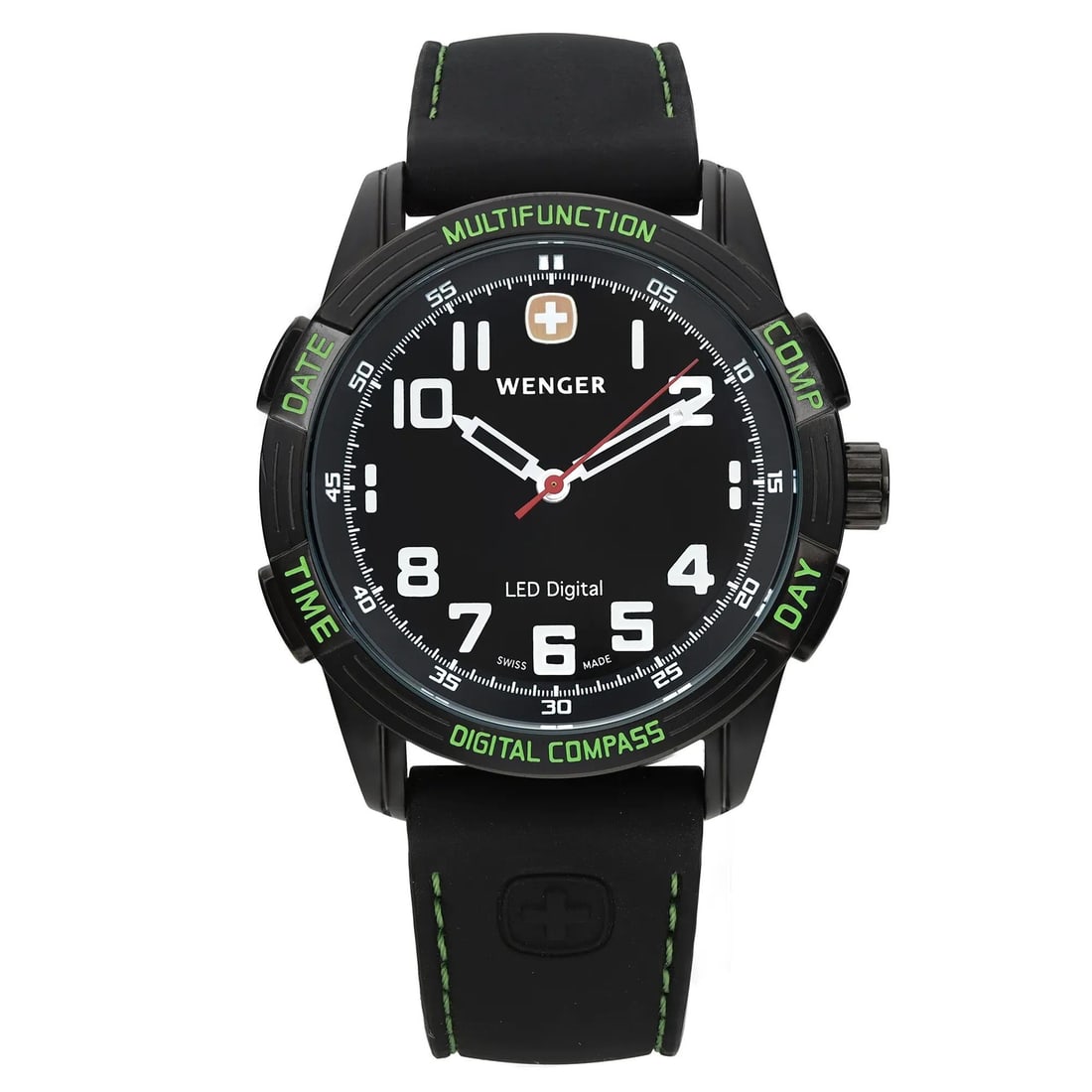 Wenger Nomad LED Steel Chronograph Black Dial 43mm Mens Watch 70433: Wenger Nomad LED Steel Chronograph Black Dial 43mm Mens Watch 70433 Discover the Wenger Nomad LED 43mm Steel Chronograph Watch, a stylish and functional timepiece designed for the modern man. Featurin