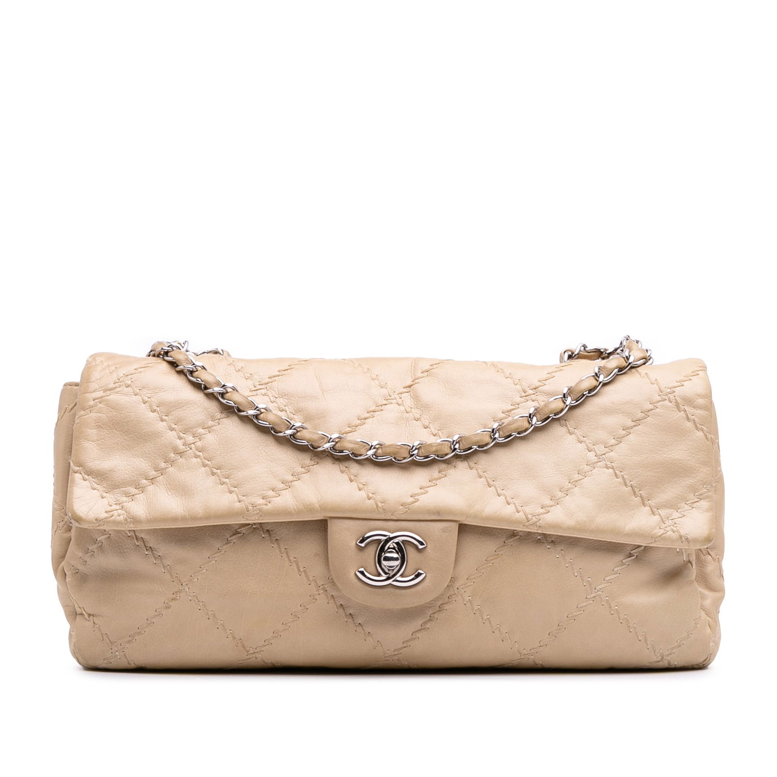 Chanel Quilted Lambskin Ultimate Stitch Flap Brown Leather Shoulder Bag: Chanel Quilted Lambskin Ultimate Stitch Flap Brown Leather Shoulder Bag This exquisite Chanel Quilted Lambskin Ultimate Stitch Flap shoulder bag is crafted from luxurious lambskin leather, featuring a