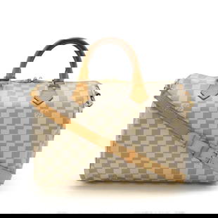Louis Vuitton Damier Azur Speedy Bandouliere 30 Ivory Handbag 8.46'' x 11.81'' x 6.88'': Louis Vuitton Damier Azur Speedy Bandouliere 30 Ivory Handbag 8.46'' x 11.81'' x 6.88'' Introducing the Louis Vuitton Damier Azur Speedy Bandouliere 30, a stylish handbag crafted from the iconic Damie