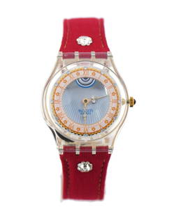 Swatch King Louis XIV GZ127 Plastic Quartz Watch with Box: Swatch King Louis XIV GZ127 Plastic Quartz Watch with Box Introducing the Swatch King Louis XIV Plastic Watch (Model: GZ127), a stylish wristwatch with a sleek analog display. Featuring a reliable qua
