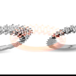Diamond Ladies Band 1/4 ct tw in 14K Rose Gold: Diamond Ladies Band 1/4 ct tw in 14K Rose Gold Metal: 14k Rose Gold Sizes Avilable: 4,5,6,7,8,9 Stone Count: 26.0 Stone Shape: Straight Buggete Stone Type: Diamond Stone Color: Gh Stone Clarity: Si3 S
