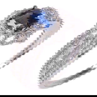 Sapphire Diamond Ring in PT950 Platinum Size 6.25 by JEWELRY: Sapphire Diamond Ring in PT950 Platinum Size 6.25 by JEWELRY This stunning ring features a vibrant blue sapphire set in exquisite PT950 platinum. Its elegant design is complemented by the high-quality