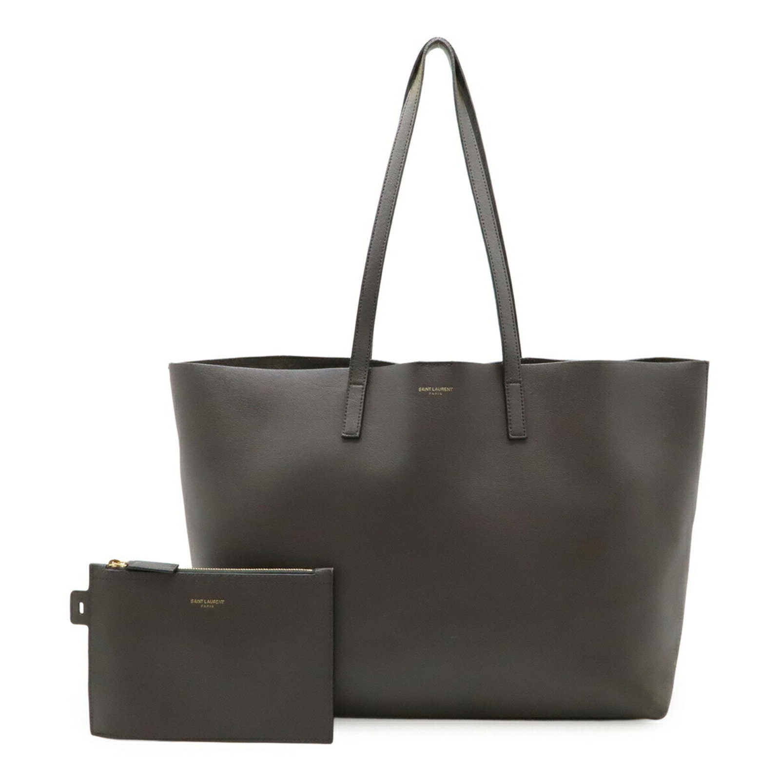 Yves Saint Laurent Charcoal Gray Leather Tote Shoulder Bag: Yves Saint Laurent Charcoal Gray Leather Tote Shoulder Bag This Yves Saint Laurent tote shoulder bag combines luxury with practicality, designed for both men and women. Crafted from high-quality leath