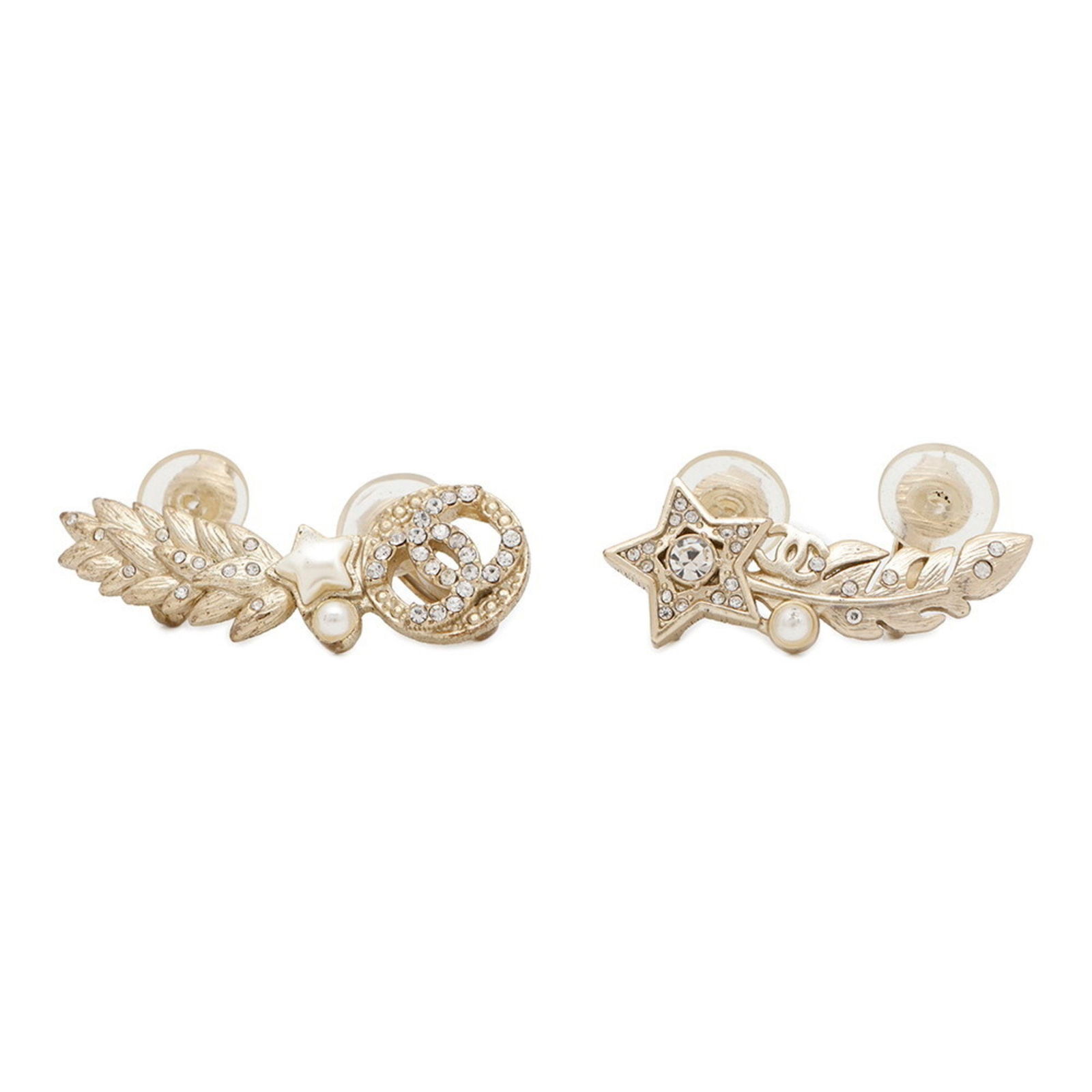 Chanel Clip Earrings Coco Mark Rhinestone Artificial Pearl Gold Plating: Chanel Clip Earrings Coco Mark Rhinestone Artificial Pearl Gold Plating Elevate your accessory game with these exquisite Chanel Clip Earrings featuring the iconic Coco mark. Designed for women, these