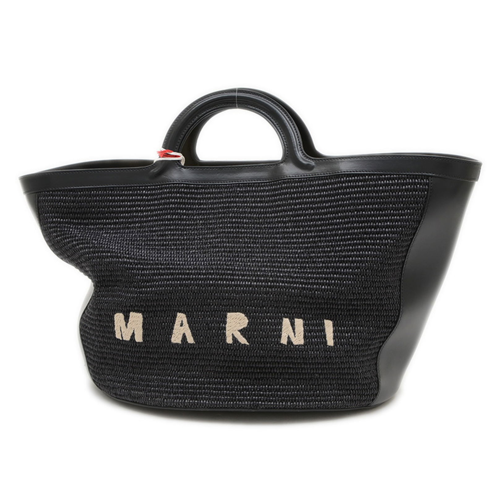Marni Tropicalia Black Raffia Leather Large Tote Bag BMMP0069Q0: Marni Tropicalia Black Raffia Leather Large Tote Bag BMMP0069Q0 Elevate your summer style with the Marni Tropicalia Large Tote Bag, expertly crafted from high-quality raffia leather in a sleek black f