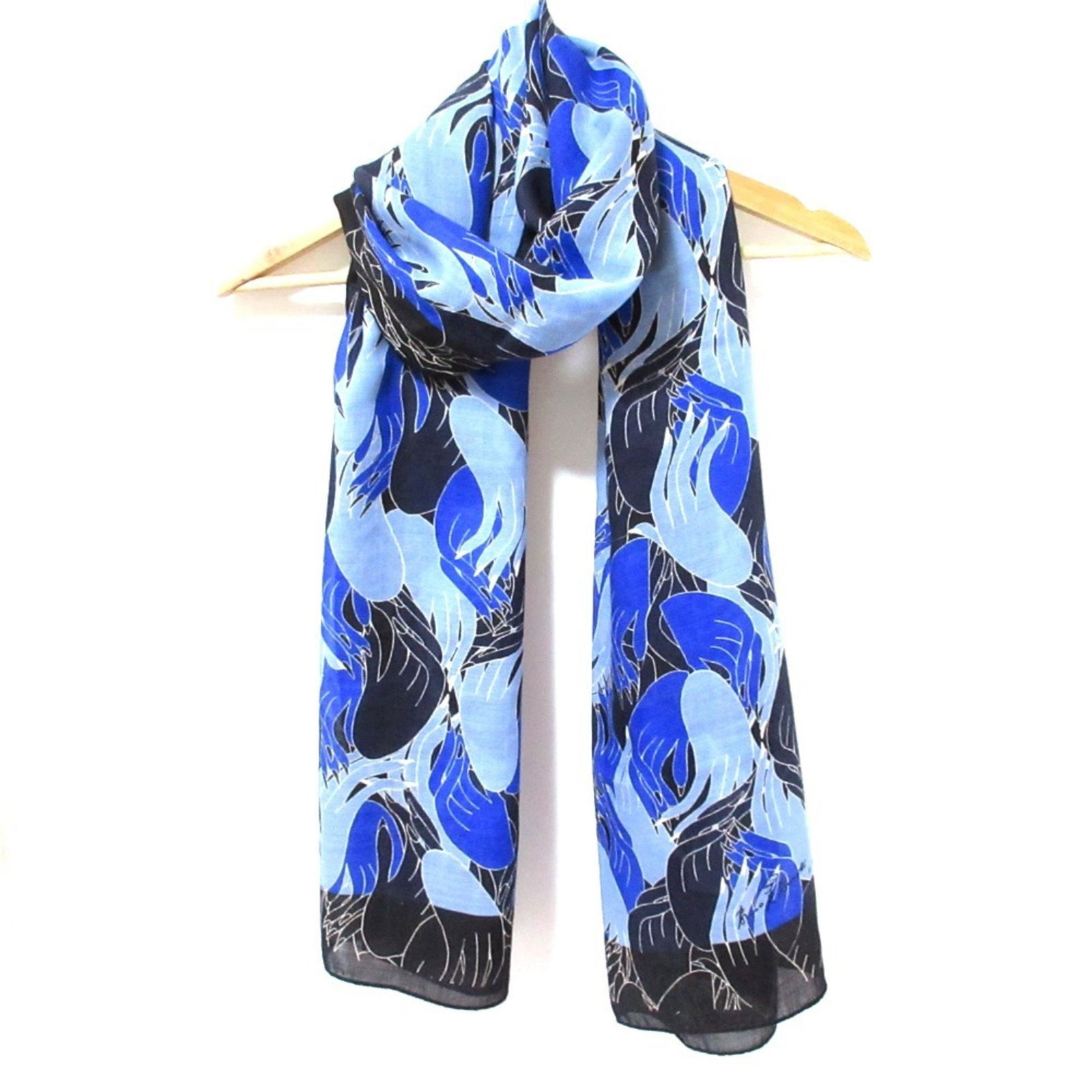 Marni x Bruno Bozzetto Sheer Scarf Stole All-Over Hand Motif Black Blue: Marni x Bruno Bozzetto Sheer Scarf Stole All-Over Hand Motif Black Blue Elevate your wardrobe with this stunning MARNI x Bruno Bozzetto large sheer scarf/stole, designed exclusively for women. Featuri