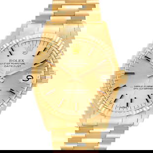 Rolex Datejust 6827 Gold Dial 18K Yellow Gold President Bracelet: Rolex Datejust 6827 Gold Dial 18K Yellow Gold President Bracelet This exquisite Rolex Datejust features a stunning gold dial that adds a touch of elegance to its classic design. Designed for ladies, t
