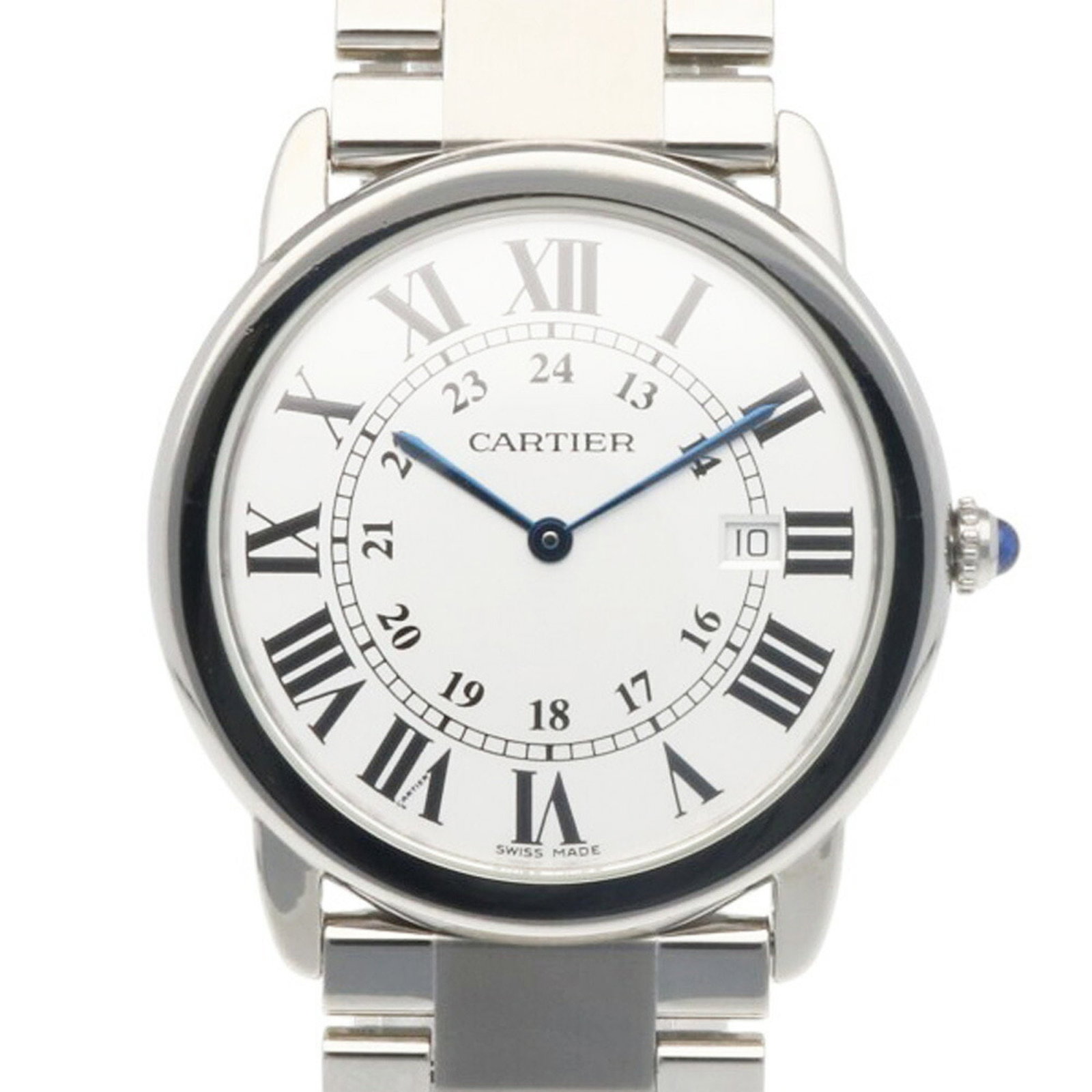 Cartier Rondo Solo LM Unisex Stainless Steel Quartz Watch: Cartier Rondo Solo LM Unisex Stainless Steel Quartz Watch The Cartier Rondo Solo LM Watch is a sophisticated unisex wristwatch, expertly crafted from durable stainless steel for both the case and band