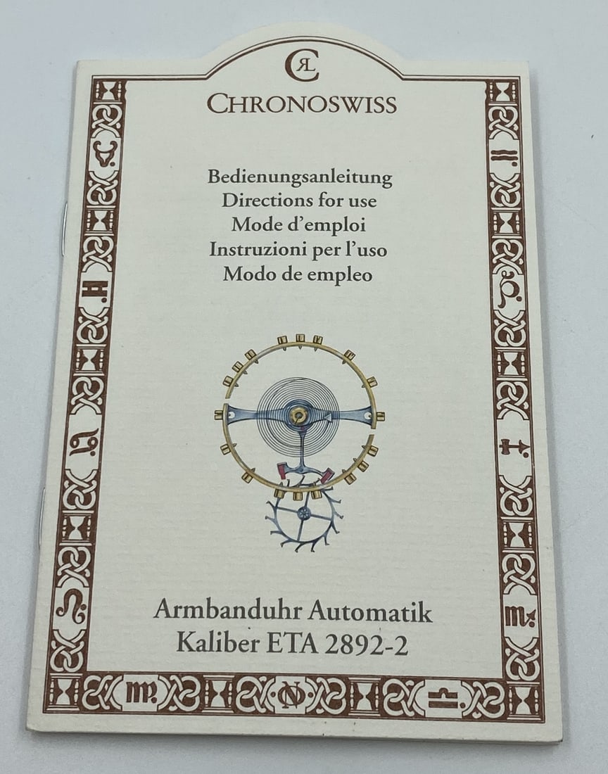 Chronoswiss ETA 2892-2 Automatic Instructions Manual: Chronoswiss ETA 2892-2 Automatic Instructions Manual This is an Instructions Manual for the Chronoswiss Automatic Caliber ETA 2892-2. As a store display model, it may exhibit minor imperfections. Plea
