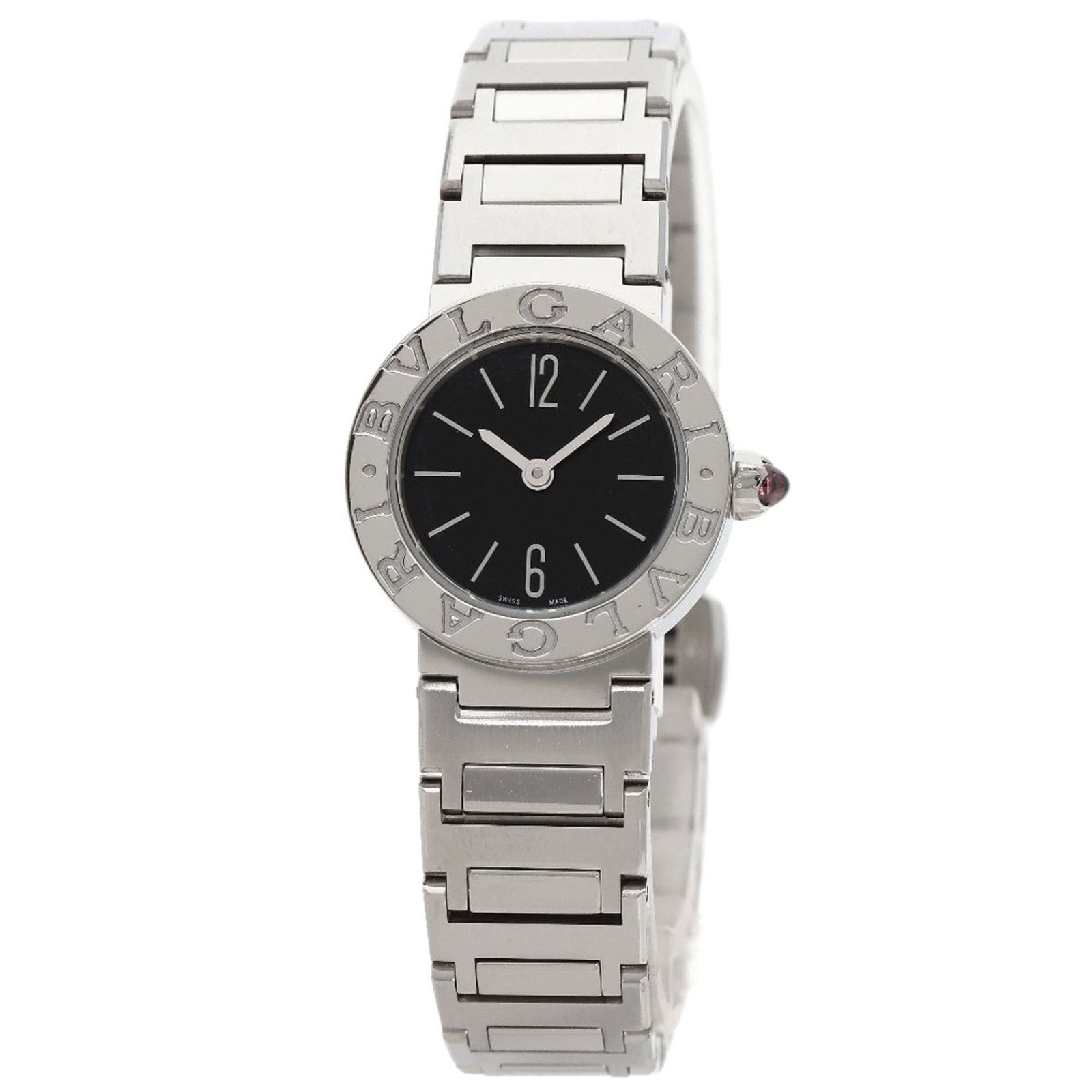 Bvlgari BB23S Women's Stainless Steel Quartz Wristwatch Black Dial: Bvlgari BB23S Women's Stainless Steel Quartz Wristwatch Black Dial This elegant BVLGARI BB23S wristwatch is designed for women and features a durable stainless steel case and band. The striking black