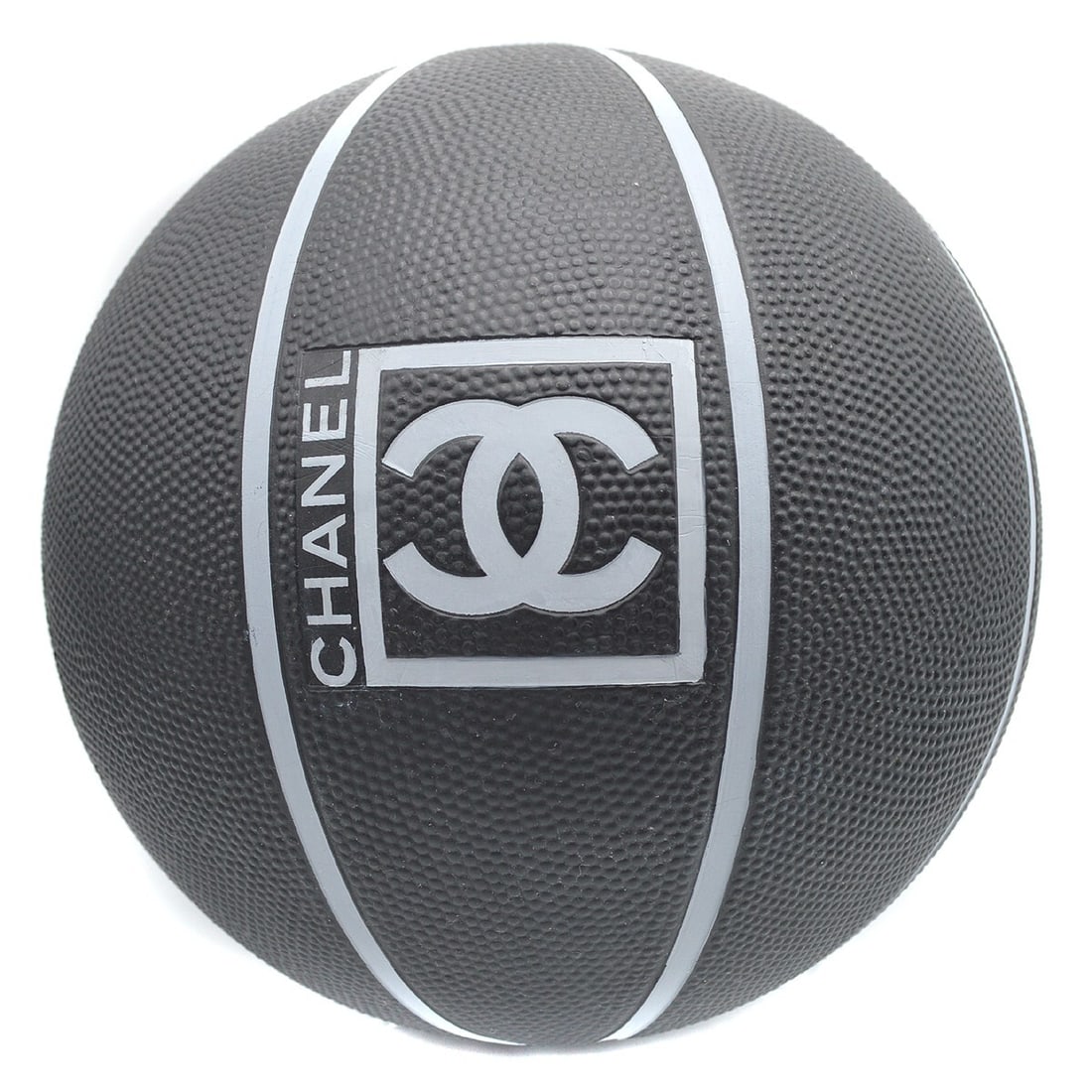 Chanel 00781 Black Rubber Basketball Sports Line: Chanel 00781 Black Rubber Basketball Sports Line This Chanel Sports Line Basketball is crafted from durable black rubber, designed for both play and display. Model number CHANEL 00781, it features rea