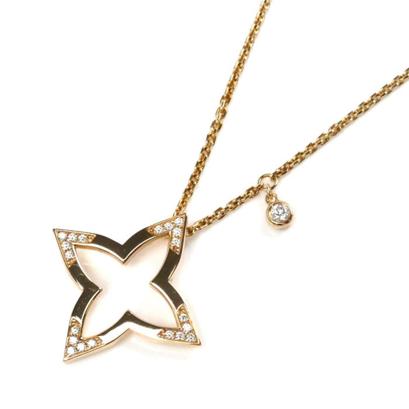 Louis Vuitton K18PG Pink Gold Diamond Necklace 38-42cm Women's: Louis Vuitton K18PG Pink Gold Diamond Necklace 38-42cm Women's Elevate your jewelry collection with this stunning Louis Vuitton K18PG Pink Gold Ombre Blossom Diamond Necklace. Expertly crafted from 18