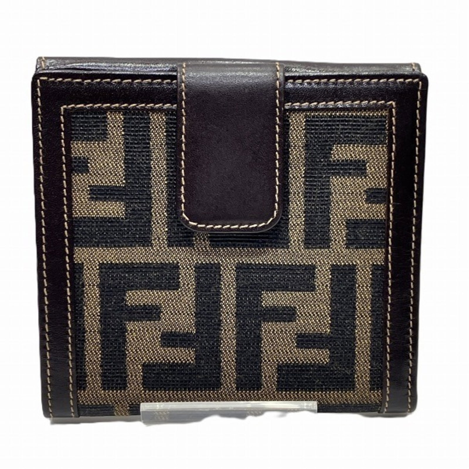 Fendi Zucca Bi-fold Wallet Canvas Leather Brown Unisex: Fendi Zucca Bi-fold Wallet Canvas Leather Brown Unisex Elevate your accessory game with the Fendi Zucca Bi-fold Wallet, designed for both men and women. This stylish wallet features a sophisticated br