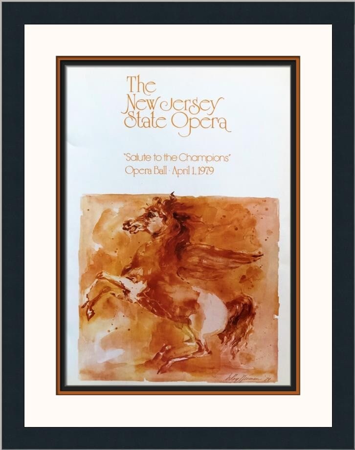 LeRoy Neiman The New Jersey State Opera Pegasus Custom Framed Print 22 x 17: LeRoy Neiman The New Jersey State Opera Pegasus Custom Framed Print 22 x 17 This stunning custom framed print by LeRoy Neiman, titled "The New Jersey State Opera The Pegasus," captures the essence of 
