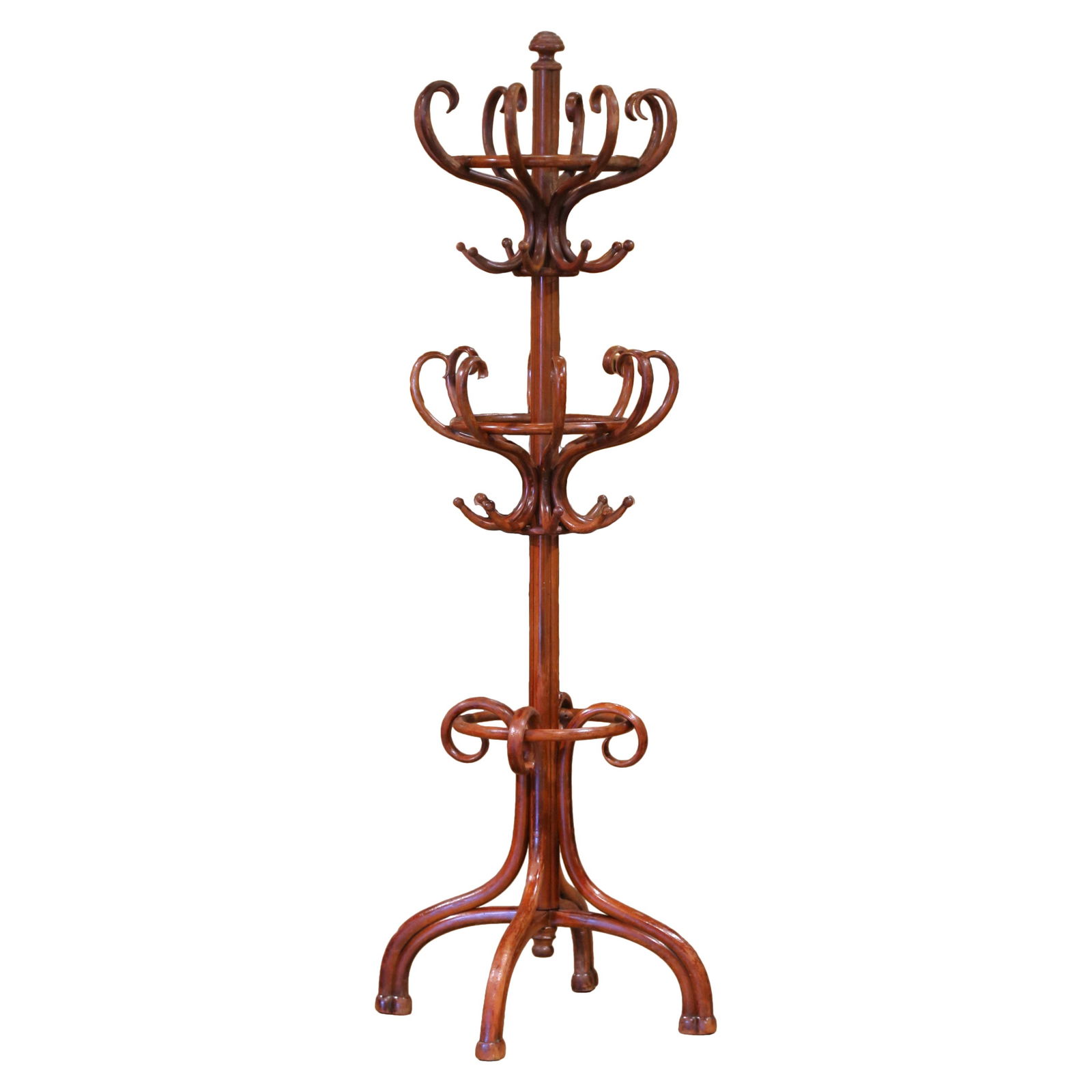 Antique Michael Thonet Style Bentwood Hall Tree Coat Stand: Antique Michael Thonet Style Bentwood Hall Tree Coat Stand This exquisite early 20th century hall tree showcases the elegant design of German-Austrian cabinetmaker Michael Thonet. Crafted in France ar