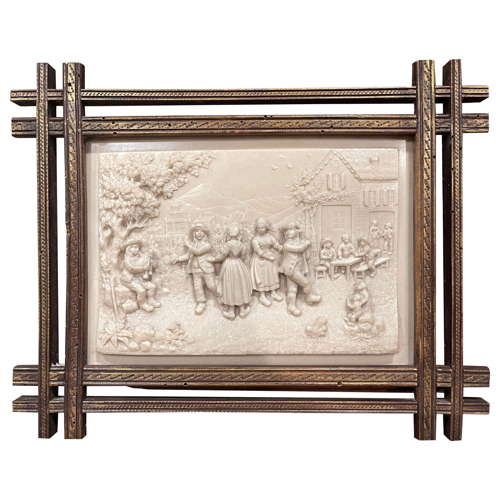 19th Century Alabaster Plaque by C.F. Becker Flemish Art: 19th Century Alabaster Plaque by C.F. Becker Flemish Art This exquisite 19th Century Flemish bas-relief alabaster plaque, signed by C.F. Becker, is a stunning piece of art that will enhance any dining