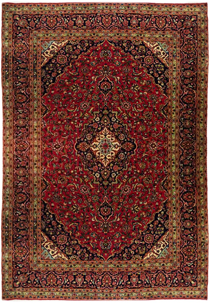 Exquisite 9.6 x 13 Red Semi-Antique Persian Kashan Rug Handmade Wool: Exquisite 9.6 x 13 Red Semi-Antique Persian Kashan Rug Handmade Wool Enhance your living space with this exquisite 9.6 x 13 Red Semi-Antique Persian Kashan Rug. Handcrafted by skilled Persian artisans
