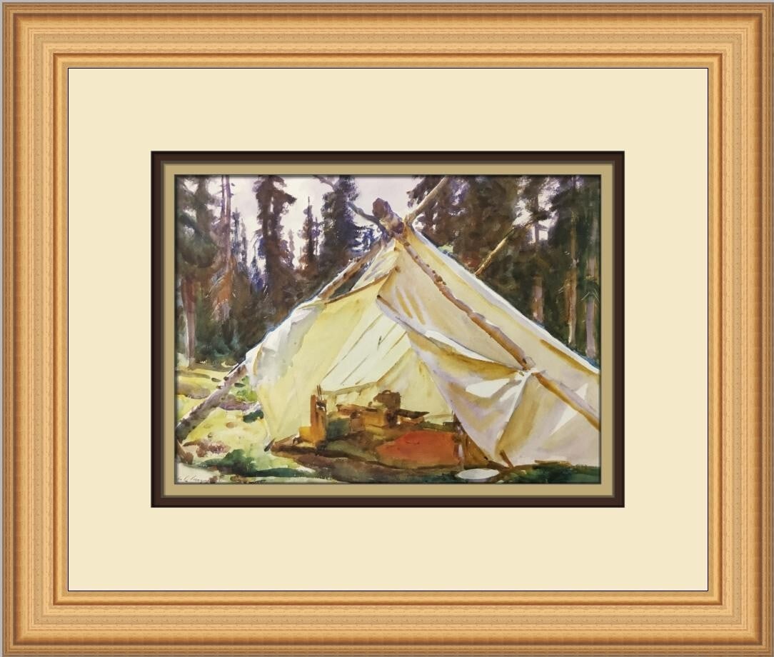 John Singer Sargent A Tent in the Rockies Custom Framed Art Print 12 x 14: John Singer Sargent A Tent in the Rockies Custom Framed Art Print 12 x 14 This exquisite custom framed print, titled "A Tent in the Rockies," showcases the artistry of John Singer Sargent. Measuring 1