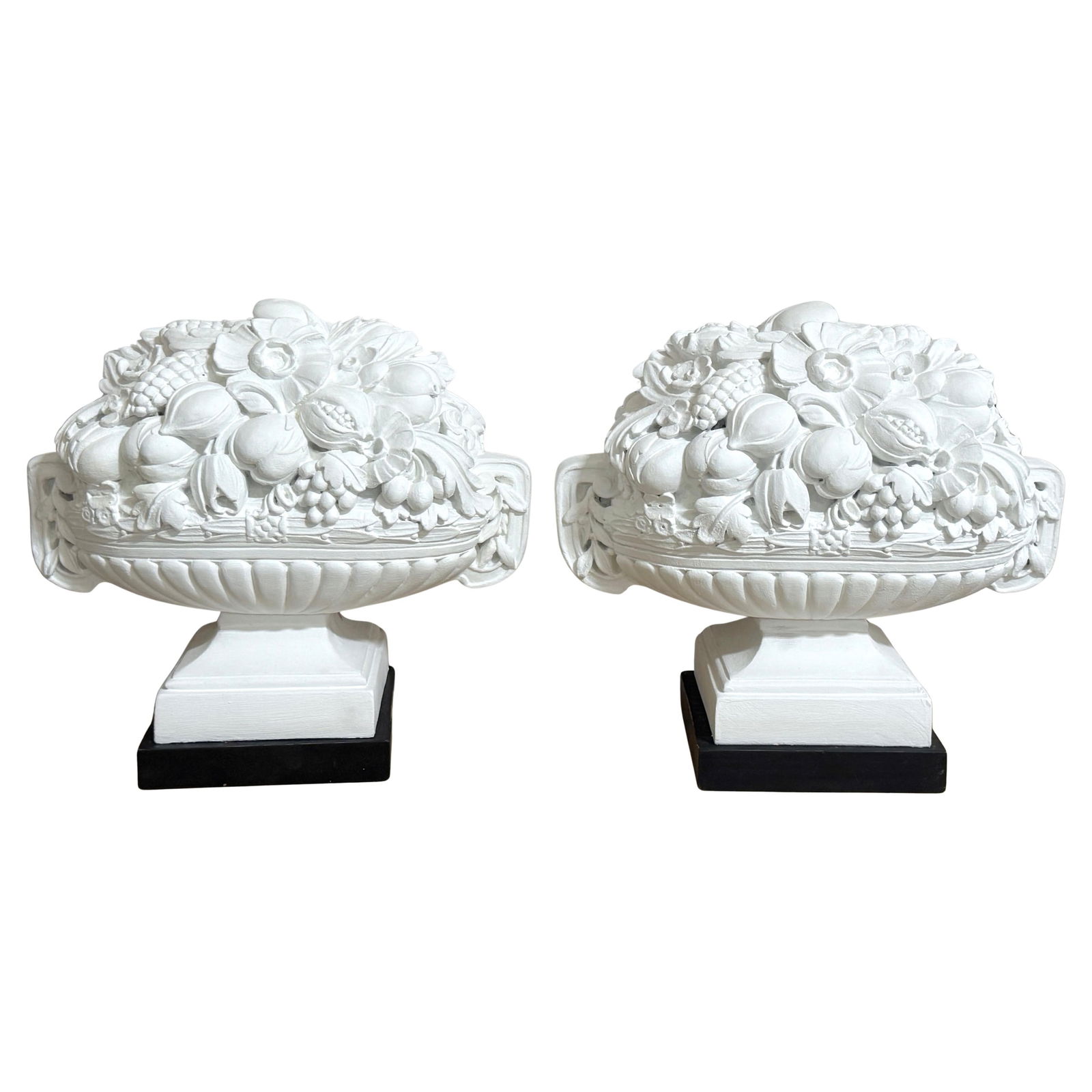Set of 2 Serge Roche 1950s Gesso Plaster Exotic Fruit Topiaries: Set of 2 Serge Roche 1950s Gesso Plaster Exotic Fruit Topiaries This exquisite pair of Serge Roche Gesso & Painted Plaster Exotic Fruit & Flower Topiaries, attributed to the renowned French designer,