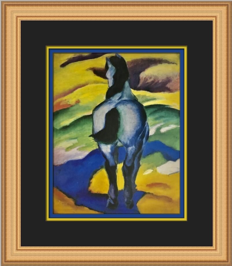 Franz Marc Blue Horse 1988 Custom Framed Print 16 x 14: Franz Marc Blue Horse 1988 Custom Framed Print 16 x 14 This stunning custom framed print features Franz Marc's iconic artwork, "Blue Horse," showcasing a vibrant expressionist style. Created in 1988,