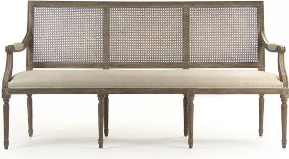 Zentique Louis Cane Back Linen Bench Limed Gray Finish: Zentique Louis Cane Back Linen Bench Limed Gray Finish Elevate your living space with this Traditional Louis Cane Back Linen Bench, a stunning blend of style and comfort. This bench features a charmin