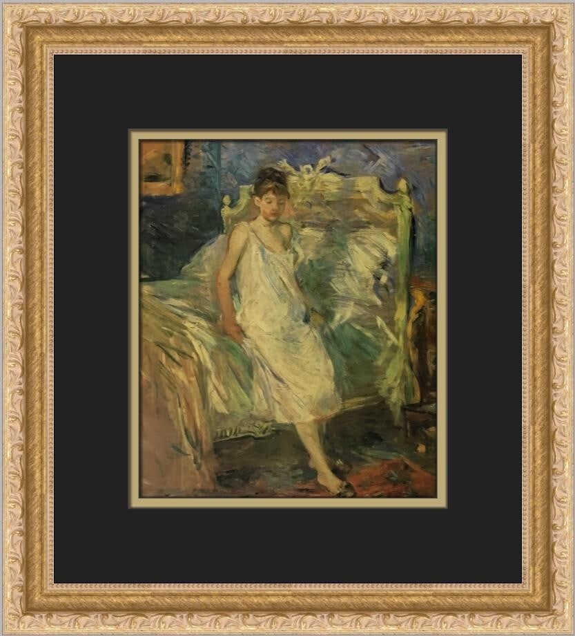 Berthe Morisot Getting Out of Bed Custom Framed Art Print: Berthe Morisot Getting Out of Bed Custom Framed Art Print This stunning custom framed print titled 'Getting Out of Bed' by renowned artist Berthe Morisot captures the essence of Expressionism, Impress