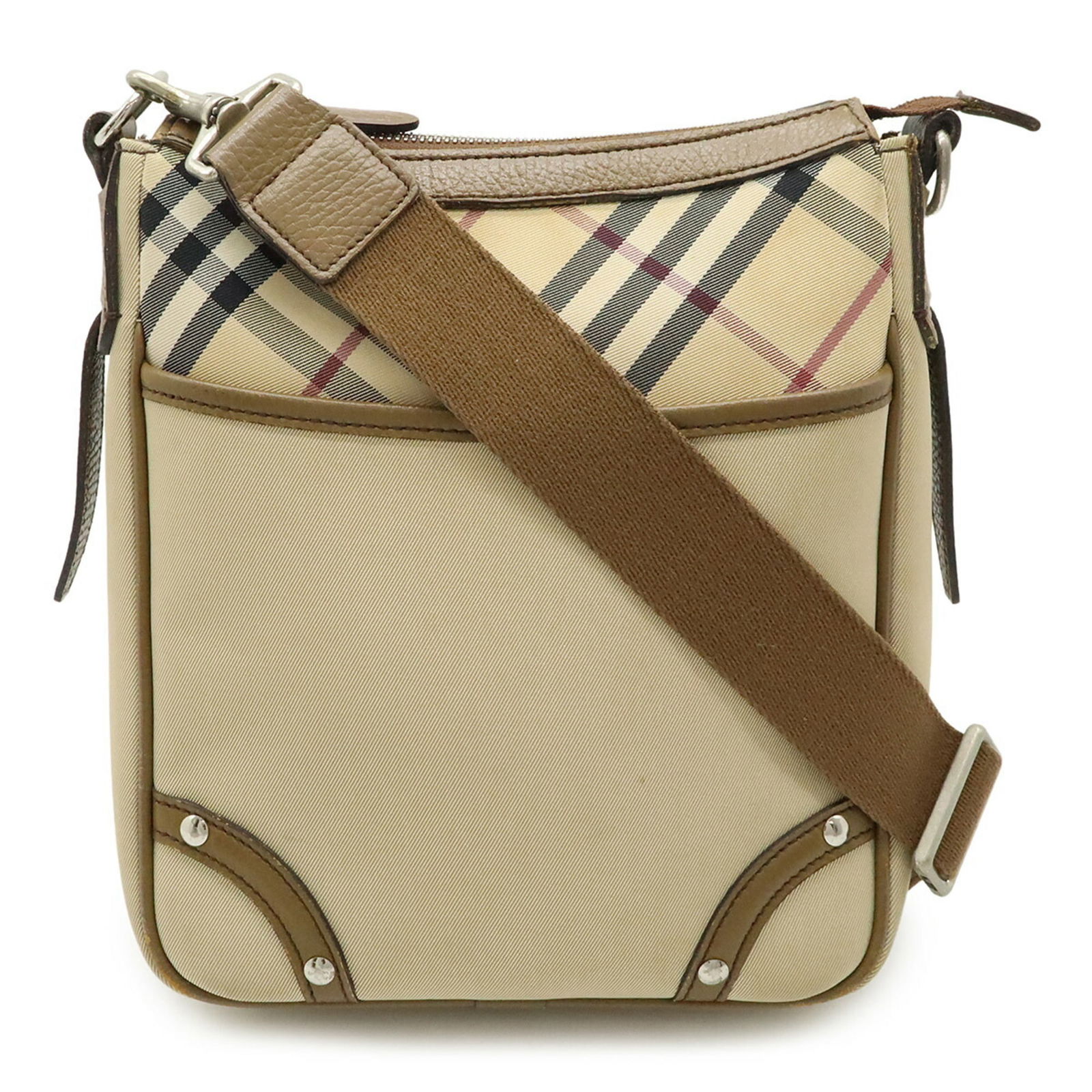 Burberry Nova Check Beige Nylon Leather Shoulder Bag: Burberry Nova Check Beige Nylon Leather Shoulder Bag This Burberry Nova Check shoulder bag/pouch combines style and functionality with its durable nylon and leather construction. Featuring a chic beig