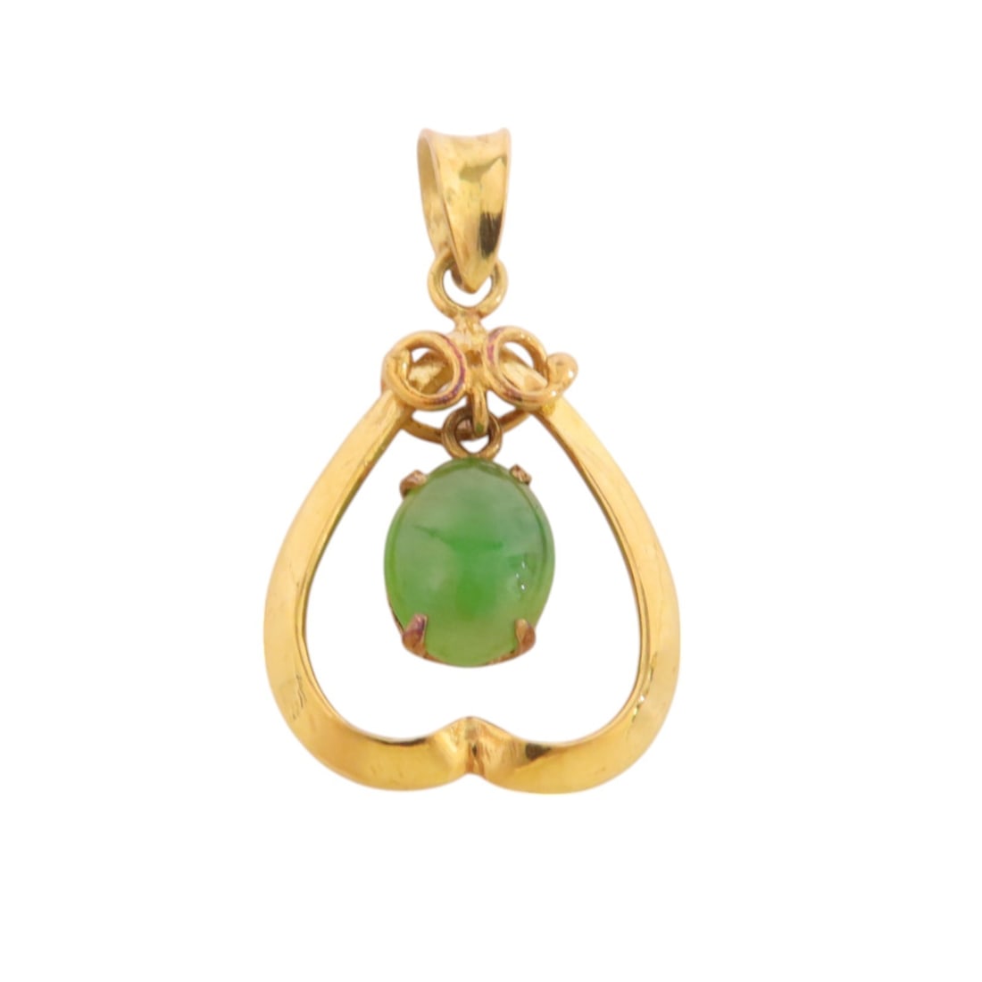 Elegant Jade Pendant Top in 18K Yellow Gold by JEWELRY: Elegant Jade Pendant Top in 18K Yellow Gold by JEWELRY This exquisite jade pendant top showcases a stunning green jade stone, elegantly framed in a lustrous 18K yellow gold setting. Perfect for adding