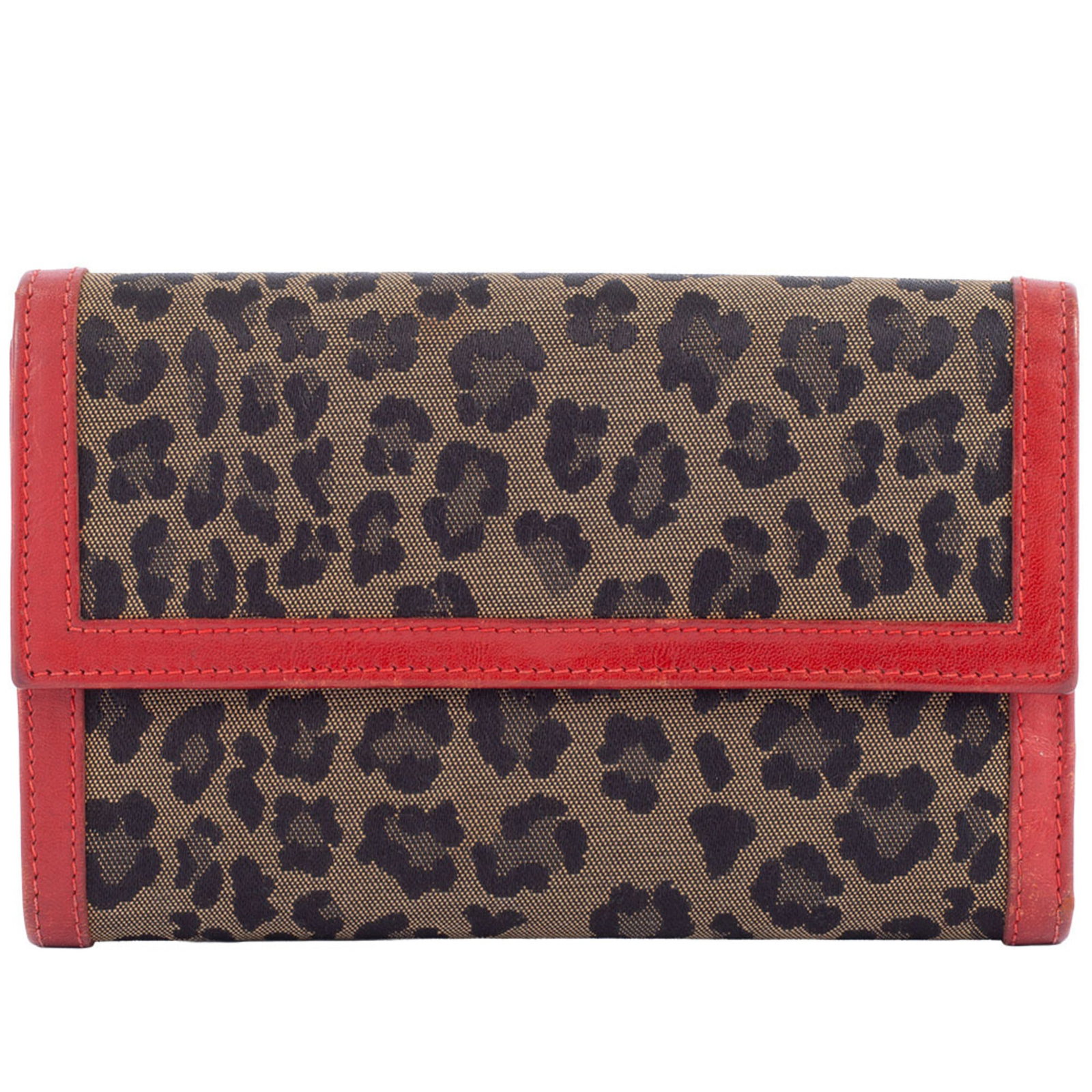 Fendi Leopard Print Tri-Fold Wallet 2266.30858.088 Canvas Leather Red Brown: Fendi Leopard Print Tri-Fold Wallet 2266.30858.088 Canvas Leather Red Brown Introducing the Fendi Leopard Print Tri-Fold Wallet, a stylish accessory crafted from a combination of canvas and leather in