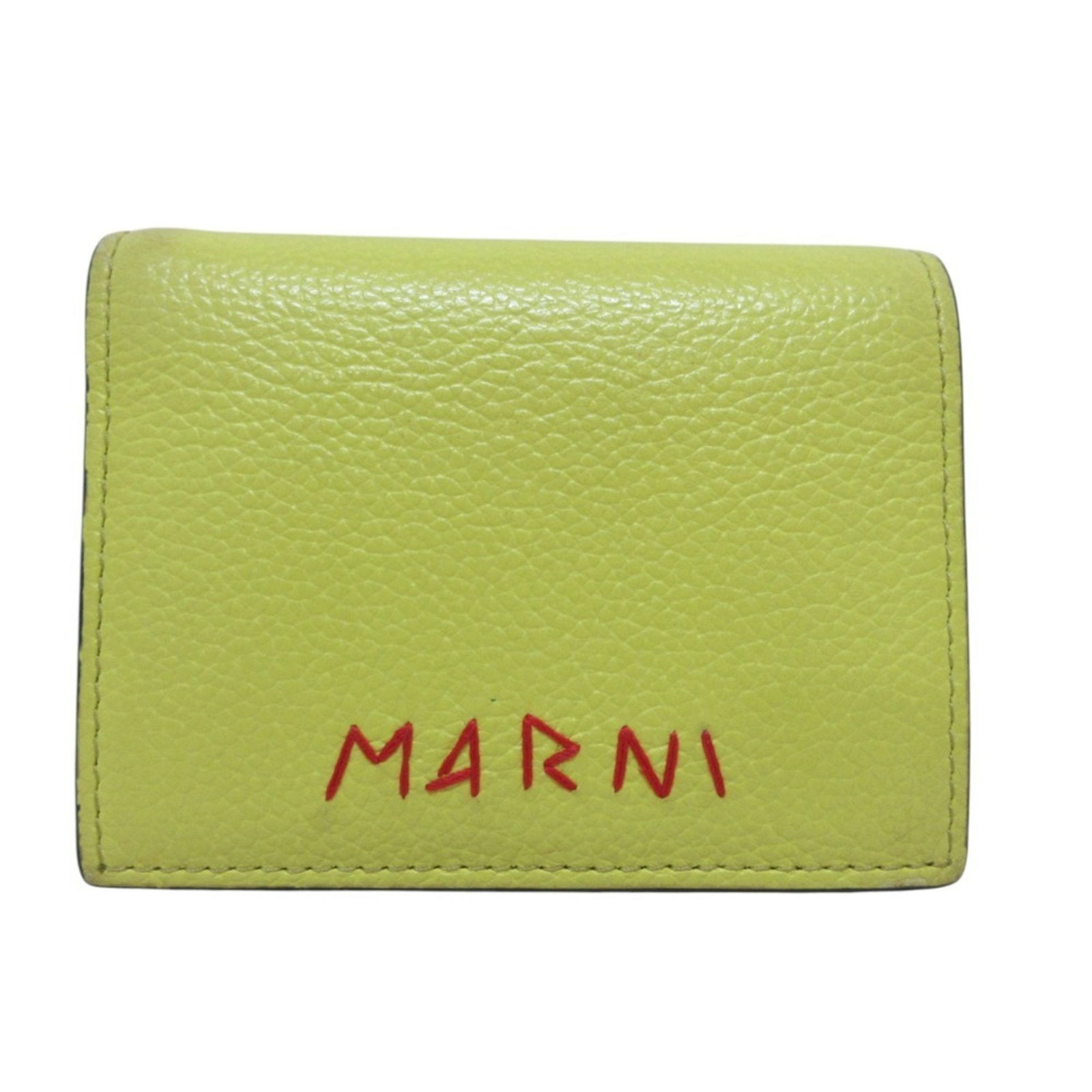 Marni Yellow Leather Bi-fold Wallet PFMOQ14Q08 for Women: Marni Yellow Leather Bi-fold Wallet PFMOQ14Q08 for Women This stylish Marni bi-fold wallet is designed for women, featuring a vibrant yellow color that adds a pop to any outfit. Crafted from premium l