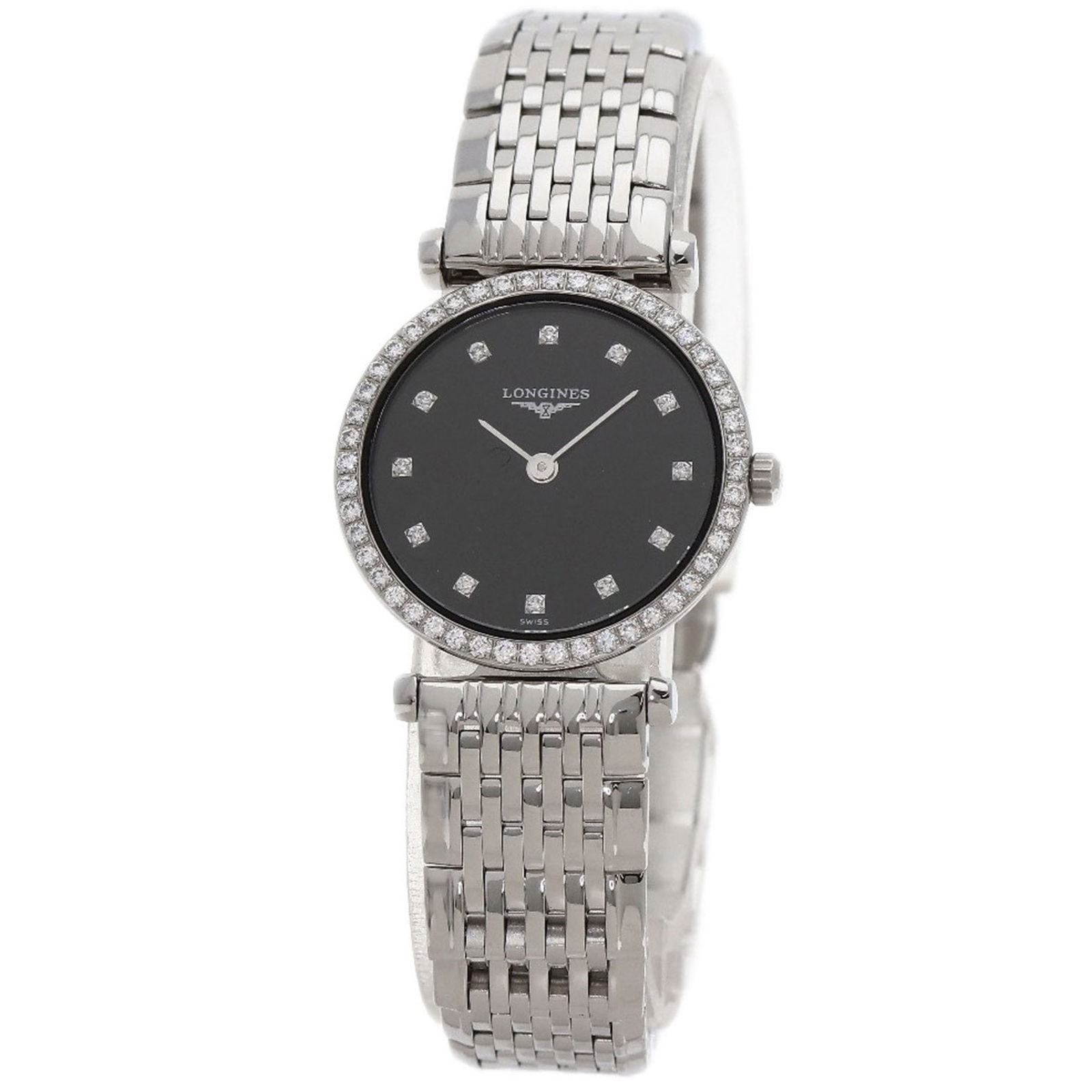 Longines L4.241.0 Grand Classic Diamond Women's Watch Stainless Steel Black Dial: Longines L4.241.0 Grand Classic Diamond Women's Watch Stainless Steel Black Dial This Longines L4.241.0 Grand Classic Diamond Watch is a stunning wristwatch designed for women. It features a durable s