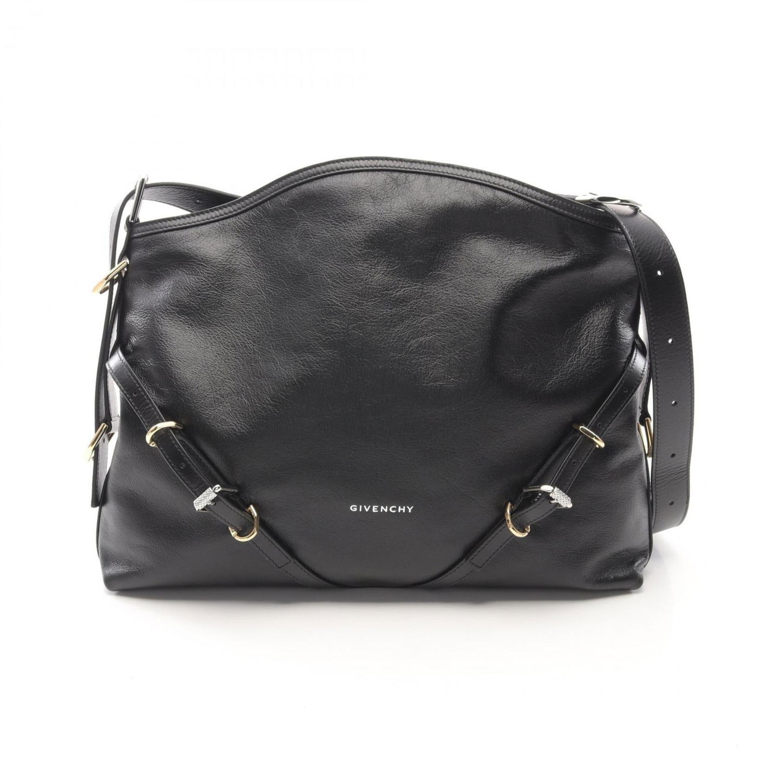 Givenchy VOYOU Black Leather Medium Shoulder Bag for Women: Givenchy VOYOU Black Leather Medium Shoulder Bag for Women The Givenchy VOYOU Medium Shoulder Bag is a stylish accessory crafted from high-quality leather in a classic black color. Designed for women,