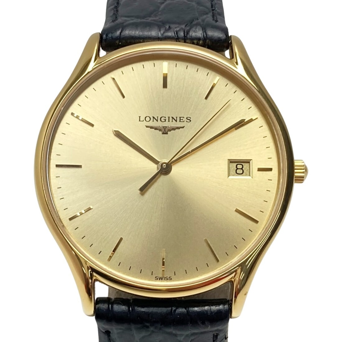 LONGINES Lyre Date L4.759.2 Quartz Men's Watch Gold Dial Leather Strap: LONGINES Lyre Date L4.759.2 Quartz Men's Watch Gold Dial Leather Strap Discover the elegance of the LONGINES Lyre Date L4.759.2 Men's Watch, a sophisticated timepiece designed for the discerning gentl