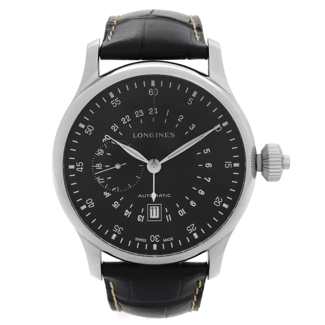 Longines Heritage 24 Hours Automatic Watch L2.797.4.53.0 Black Dial Steel 47mm: Longines Heritage 24 Hours Automatic Watch L2.797.4.53.0 Black Dial Steel 47mm Discover the Longines Heritage 24 Hours Automatic Watch, a perfect blend of luxury and functionality. This exquisite wris