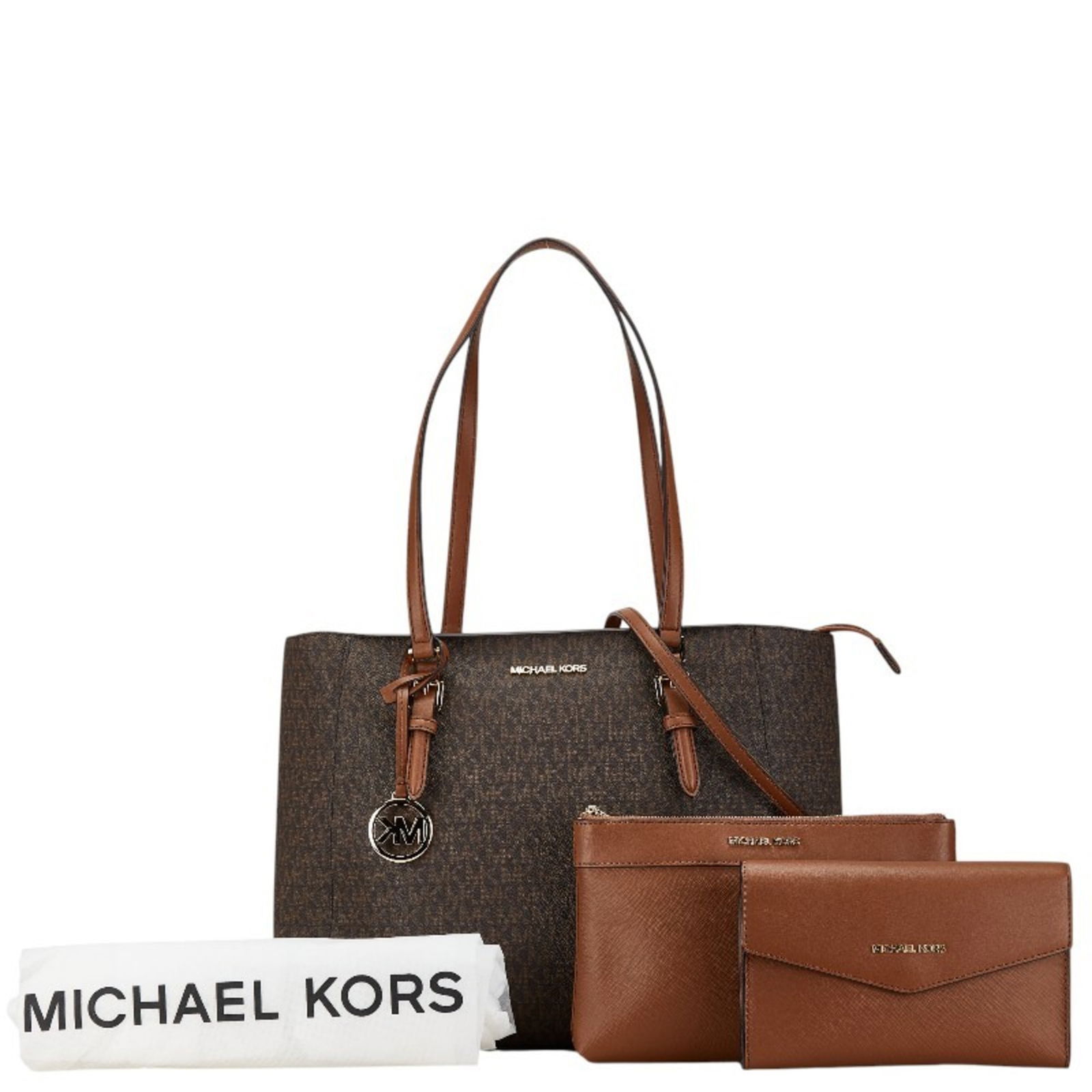 Michael Kors Brown PVC Leather Tote Bag 27cm x 41cm Women: Michael Kors Brown PVC Leather Tote Bag 27cm x 41cm Women Elevate your accessory collection with this Michael Kors Signature Tote Bag, designed for women who appreciate style and functionality. Crafte