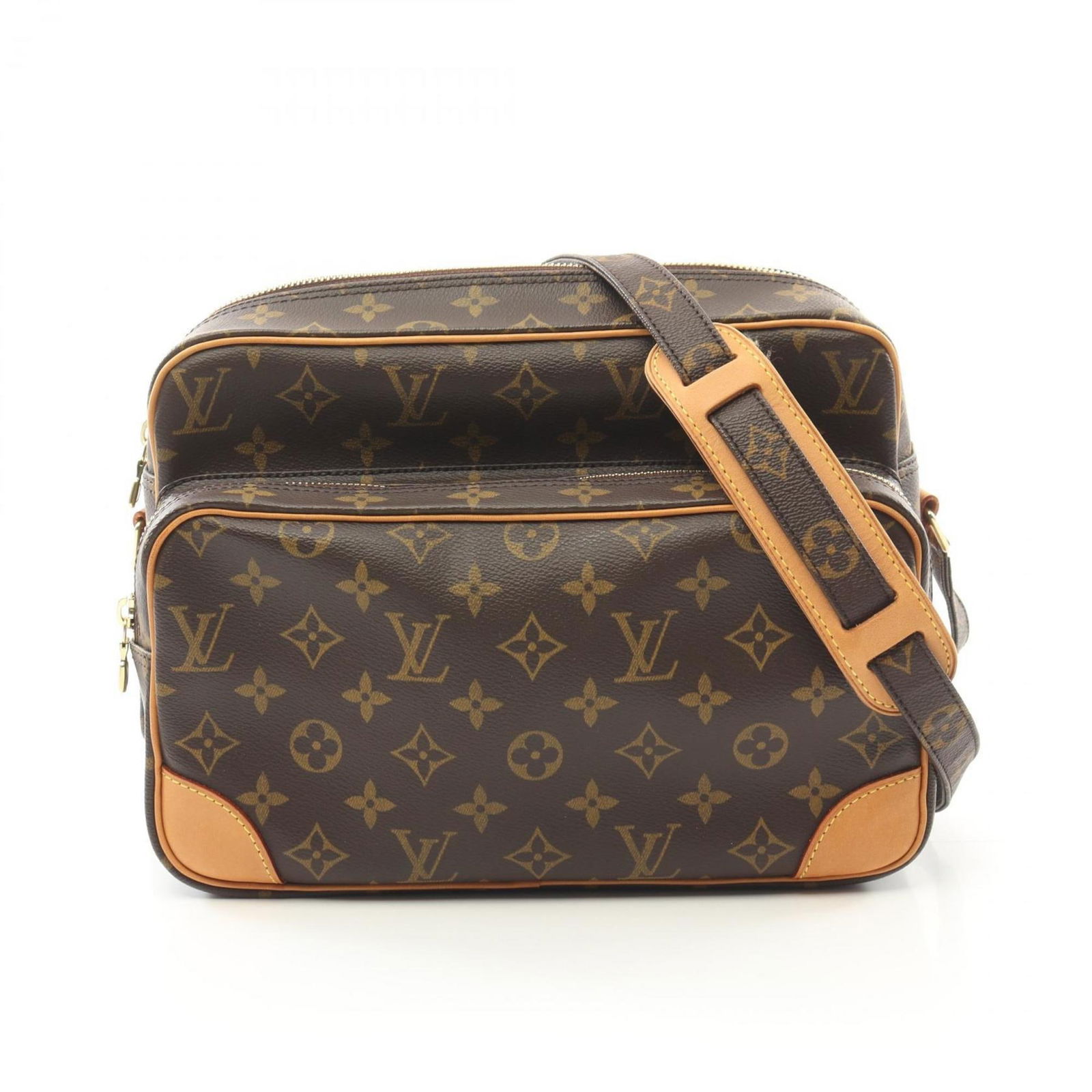 Louis Vuitton Nile Monogram Shoulder Bag Brown Coated Canvas Women's: Louis Vuitton Nile Monogram Shoulder Bag Brown Coated Canvas Women's Elevate your style with the Louis Vuitton Nile Shoulder Bag, expertly crafted from durable coated canvas PVC featuring the iconic M
