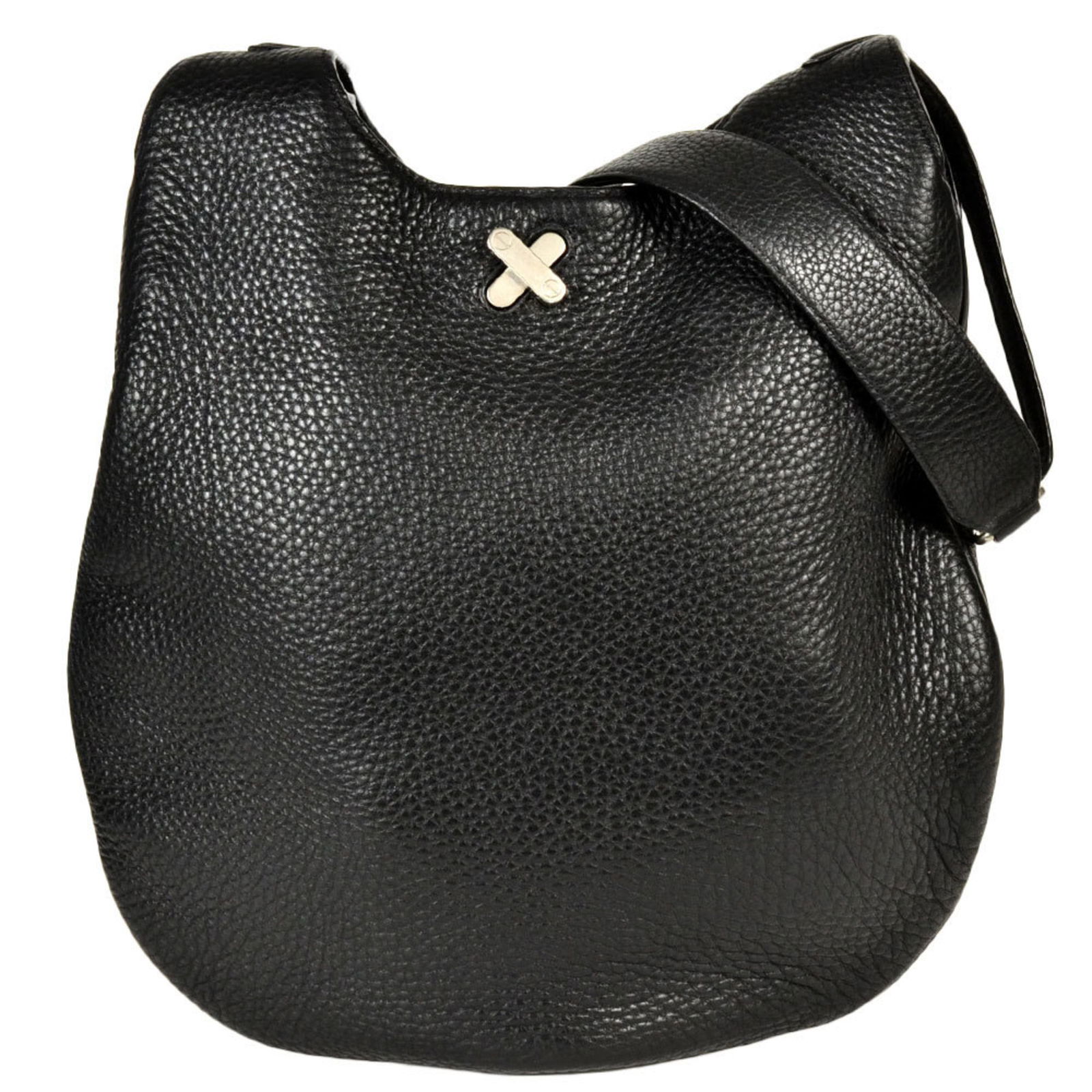 Alexander Wang Black Leather Shoulder Bag 35cm x 36cm: Alexander Wang Black Leather Shoulder Bag 35cm x 36cm This stylish shoulder bag by Alexander Wang is crafted from high-quality leather in a classic black color, making it a versatile addition to any w
