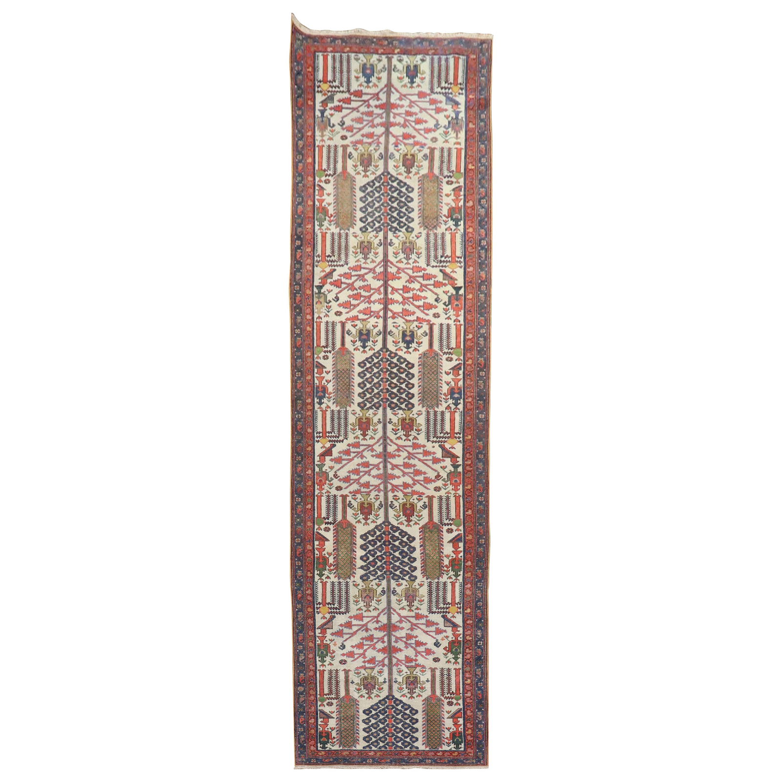 Hand-Woven Willow Tree Persian Runner 38 x 156 in Bakshaish Style: Hand-Woven Willow Tree Persian Runner 38 x 156 in Bakshaish Style This exquisite Willow Tree Persian Runner features a highly decorative willow tree pattern set against an ivory background. Hand-woven