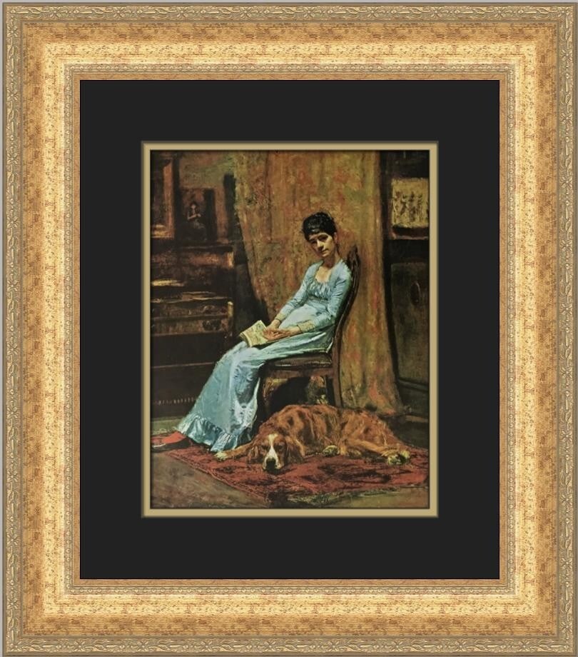 Thomas Eakins Lady with a Setter Dog Custom Framed Print 19x17: Thomas Eakins Lady with a Setter Dog Custom Framed Print 19x17 This stunning custom framed print features Thomas Eakins' 'Lady with a Setter Dog,' a beautiful representation of Expressionism, Impressi