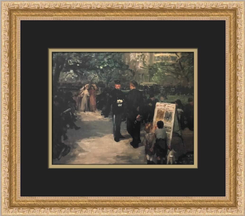 John Sloan Recruiting Union Square Custom Framed Urban Realism Print 13" x 15": John Sloan Recruiting Union Square Custom Framed Urban Realism Print 13" x 15" This stunning custom framed print titled "Recruiting Union Square" by artist John Sloan captures the essence of Urban Rea