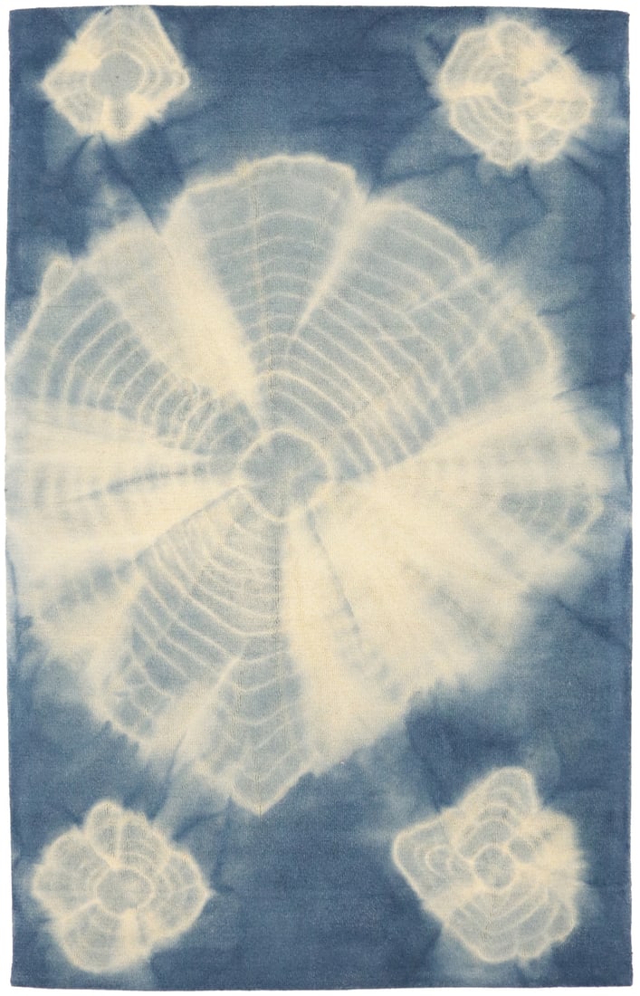 5x8 ft Navy Blue Hand-Tufted Wool Modern Area Rug: 5x8 ft Navy Blue Hand-Tufted Wool Modern Area Rug Elevate your space with this stunning 5x8 ft hand-tufted tie-dye modern rug, perfect for contemporary kids' rooms or any area of your home. Crafted fr
