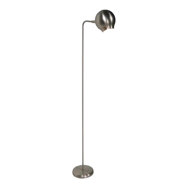 George Kovacs Space Age Eyeball Floor Lamp in Brushed Steel 45.5" Tall: George Kovacs Space Age Eyeball Floor Lamp in Brushed Steel 45.5" Tall Chic Space Age design George Kovacs eyeball floor lamp in brushed steel finish. The lamp features a tilting ball top shade, and a
