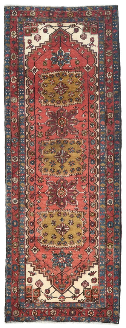 Vintage Tribal Geometric 4x11 ft Handmade Wool Runner Rug: Vintage Tribal Geometric 4x11 ft Handmade Wool Runner Rug Enhance your living space with this exquisite Vintage Handmade Tribal Geometric Design Wide Runner Rug. Measuring 4' x 11' (approximately 3'10