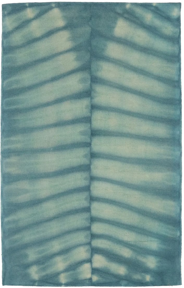 Modern Teal Tie-Dye Hand-Tufted 5' x 8' Area Rug Wool Carpet: Modern Teal Tie-Dye Hand-Tufted 5' x 8' Area Rug Wool Carpet Enhance your space with this modern teal tie-dye design area rug, measuring 5'0" x 8'0". Hand-tufted from high-quality wool, this rug featu