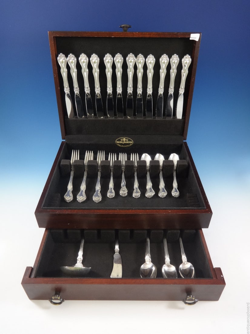 Westmorland George and Martha Sterling Silver Flatware Set 62 Pcs: Westmorland George and Martha Sterling Silver Flatware Set 62 Pcs Elevate your dining experience with the exquisite George and Martha Sterling Silver Flatware Set by Westmorland. This 62-piece set, fe