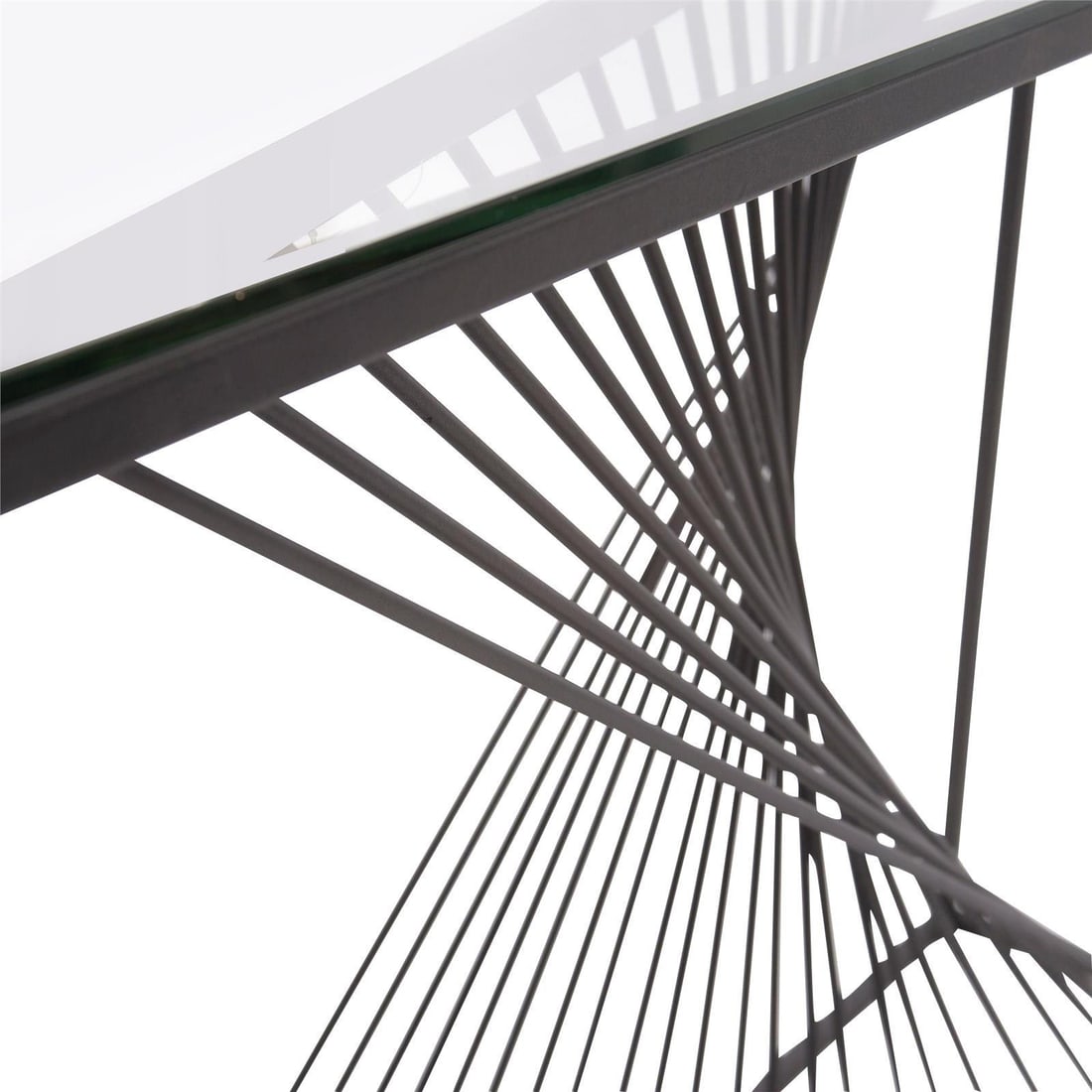 Howard Elliott Graphite Twist Console Table 32.5H x 48W x 14D: Howard Elliott Graphite Twist Console Table 32.5H x 48W x 14D Elevate your interior space with this stylish Graphite Console Table, designed to blend seamlessly with modern decor. This rectangular twi